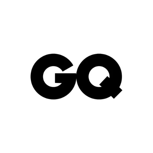 Black 'GQ' logo on a white background